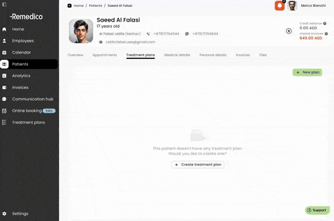 Treatment Plan Create