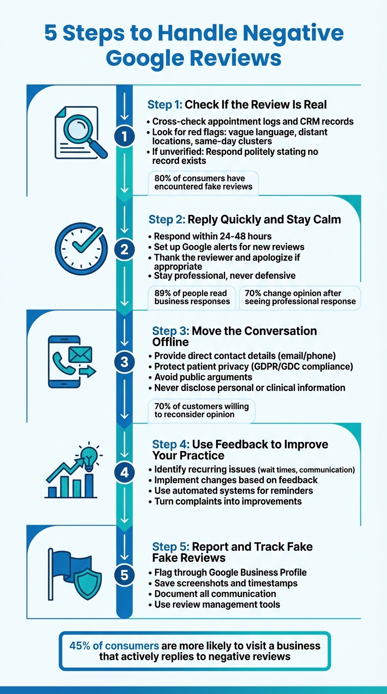 5-Step Process for Handling Negative Google Reviews in UK Dental Practices