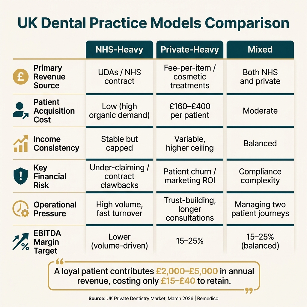 NHS vs Private vs Mixed Dental Practice: Profitability Comparison UK 2026